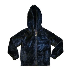 Derek Heart Girls Size Medium Black Sherpa Hooded Full Zip Jacket Soft Coat - Picture 1 of 6