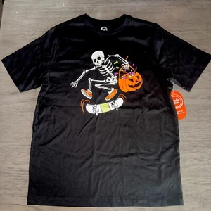 Wonder Nation Boys Halloween Skeleton Skater Graphic T-Shirt, Black Size XXL(18) - Picture 1 of 2