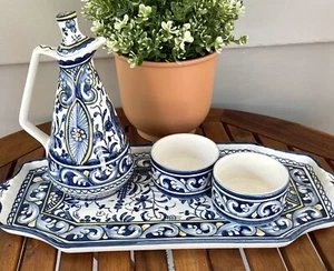 NAZARI Portugal Ceramic Set with Serving Tray- Platter, Hand Painted - Picture 1 of 7
