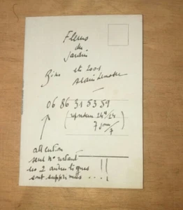 ART CARTE FLEURS SECHEES ARTISTE ALAIN LEMOSSE VERS 1990 SIGNE + MOT MANUSCRIT - Foto 1 di 2