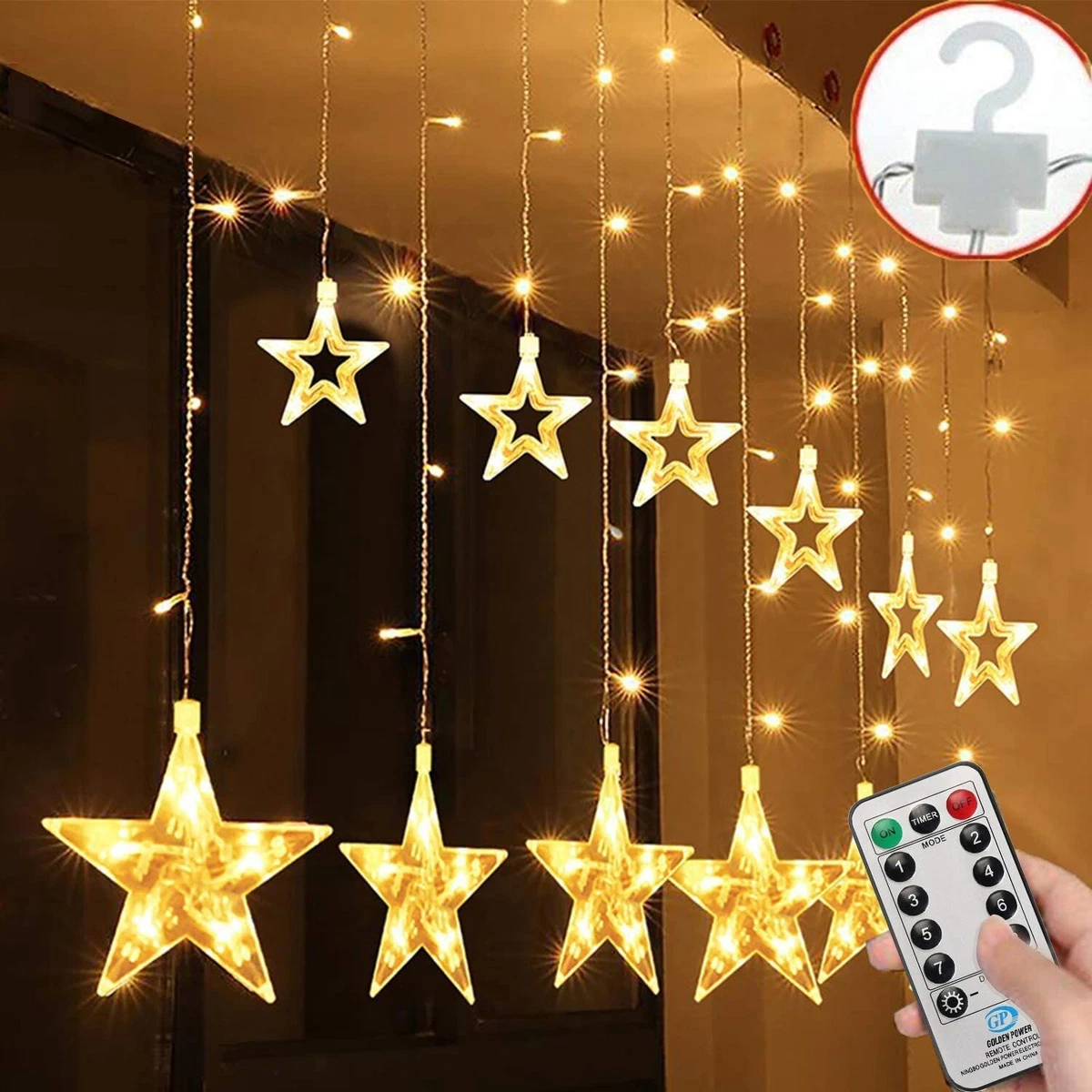 Forhome Weihnachts-Lichterkette Für Fenster – Mit 10 Schneeflocken, Fernbedienung, IP44, 8 Beleuchtungsmodi