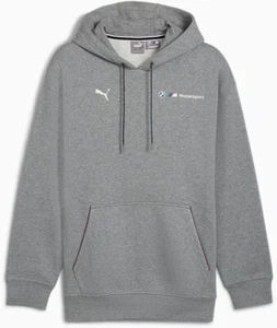 Authentic Puma Mens BMW MMS Ess+ Fleece Hoodie ~ Medium Grey Heather - Picture 1 of 2