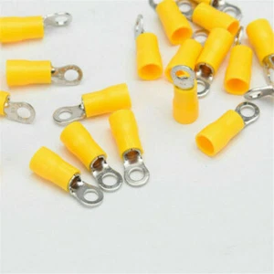 200pcs Yellow 12-10 AWG Wire Crimp Connector #8 Stud Pre-insluated Ring Terminal - Picture 1 of 5