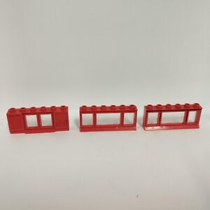 VINTAGE pièces lego murs  avec vitres rouge    en l état )