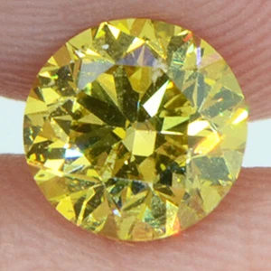 Fancy Yellow Diamond Loose Round Shape 0.92 Carat VS2 Natural Enhanced Polished - Picture 1 of 9