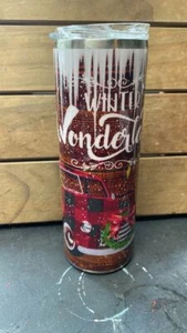 Red Truck Winter Wonderland Tumbler - 20 Skinny epoxied Tumbler - Made to Order - Picture 1 of 1
