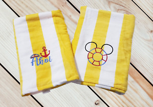 Personalized Disney Cruise Inspired Striped Cabana Beach Towel 28" x 60"