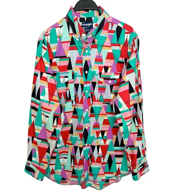 Rare Vintage 1980s WRANGLER Western Shirt Large Colorful Southwestern Western - Image 1 of 4