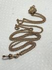 Gold Filled Pocket Watch Fob 6.32G Fine Jewelry 12" Cable Chain Clear Stone