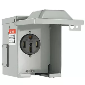 50A RV Power Outlet Box 125/250 Volt Enclosed Lockable Outdoor RV Receptacle Box - Picture 1 of 6