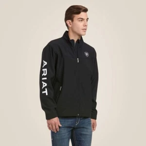 Ariat Men's New Team Black Full-Zip Softshell Jacket -10019279 - Picture 1 of 4