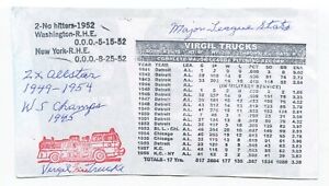 Virgil Trucks Signed Stat Sheet Cut Autographed Baseball Signature NO HITTER