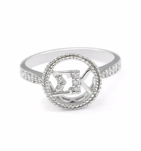 Anillo circular Sigma Kappa con diamantes creados en laboratorio ¡NUEVO! - Imagen 1 de 3