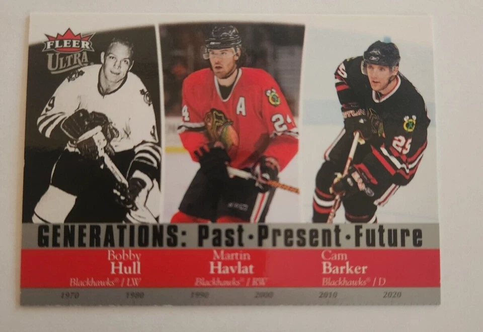 2007-08 Ultra Generations Chicago Blackhawks Bobby Hull Martin Havlat Cam Barker - Image 1 of 2