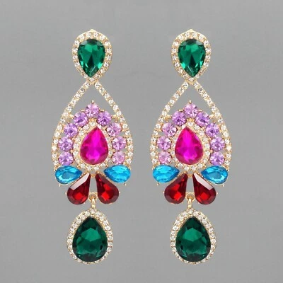 Pendientes colgantes colgantes de araña con estrás de cristal multicolor para mujer 20170 Foto 1 de 4