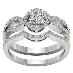 VS1 E 1.20 Ct Round Cut Diamond Bridal Engagement Ring 14K White Gold Size 4-12 - Picture 1 of 8