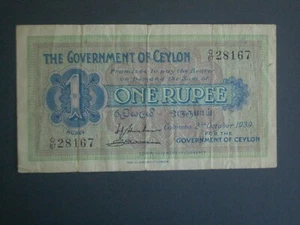 ***Scarce 1939 Government of Ceylon 1 Rupee Banknote****** - Picture 1 of 6
