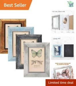 Set of 4 Rustic Retro 4x6 Picture Frames with Plexiglass for Versatile Display - Picture 1 of 9