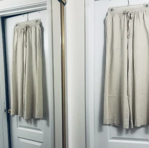 Max Studio London Blended Linen Wide Leg Women’s Trouser Beige Small - Picture 1 of 14
