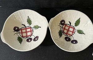Lot 2 Blue Ridge Southern Potteries QUILTED FRUIT Lugged Cereal Bowl 7" Textured - Picture 1 of 4