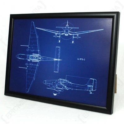 German Junkers Ju 87 Framed Blueprint - Print Picture WW2 Aeroplane Stuka Framed - Image 1 of 4