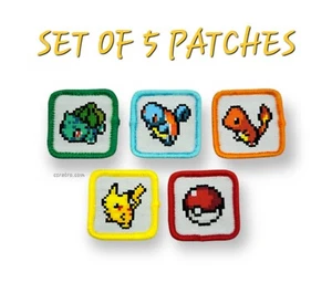 5er Set 90er Vintage Retro Style Pocket Monsters Pokemon Bügelbild Patch 8 Bit Neu - Bild 1 von 4