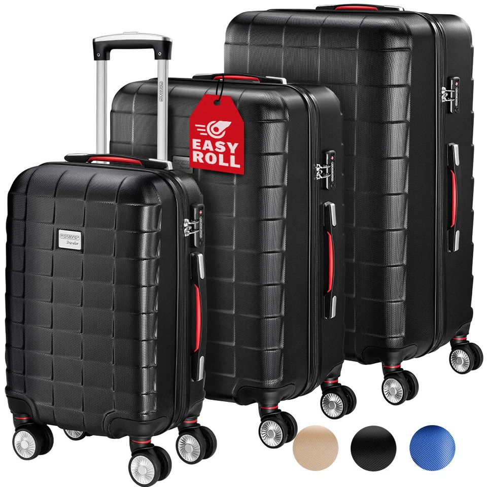 MONZANA® Kofferset 3tlg Trolley Reisekoffer Hartschale M L XL Koffer Rollen Case - Bild 1 von 4