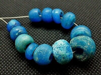 14mm Perles Verre Ancien Fouille Ancient Excavated Middle East Egypt Glass Beads • 26€