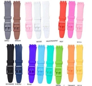 Silicone Bracelet de Rechange Compatible Avec Swatch 17mm 19mm 20mm - Picture 1 of 20