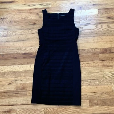 Eileen Fisher Striped Viscose Stretch Ponte Dress w/ Solid Side Panels Size 4P - Image 1 of 4