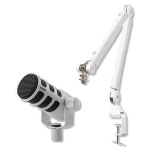 RODE PodMic Dynamic Podcasting Microphone (White) with RODE PSA1+ White & XLR - Picture 1 of 5