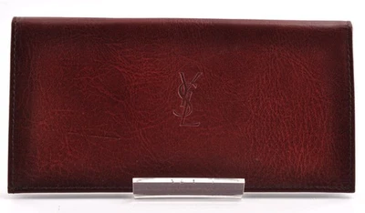 Yves Saint Laurent YSL Long Wallet Leather Brown Unisex Used Auth 10074 - Image 1 of 4
