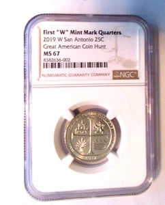 2019 W Ngc Ms-67 SAN ANTONIO MISSION QUARTER   VERY SHARP !!!! - Picture 1 of 2