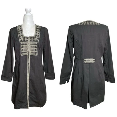 Chaqueta Cabi Mujer Boho Estilo Militar Gris Largo Plumero Bordado Cuentas Talla 8 Foto 1 de 4