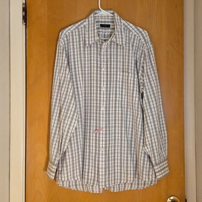 Camisa con botones Canali Sportswear para hombre L marrón a cuadros 100 % algodón Italia lujo Foto 1 de 4