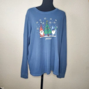 Life Is Good Shirt Damen XL blau Crusher Langarm Peace Wichtel T-Shirt - Bild 1 von 4