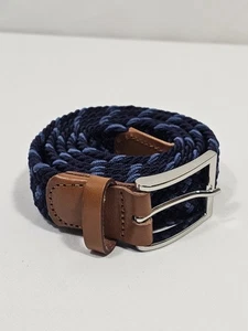 J. Crew Herren Größe Medium (32-34) geflochtener elastischer und Ledergürtel zweifarbig blau - Bild 1 von 6