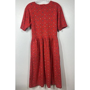 Vintage 90s JG Hook Red Ditzy Floral Maxi Cotton Dress Cottage Boho Gr. M - Bild 1 von 13