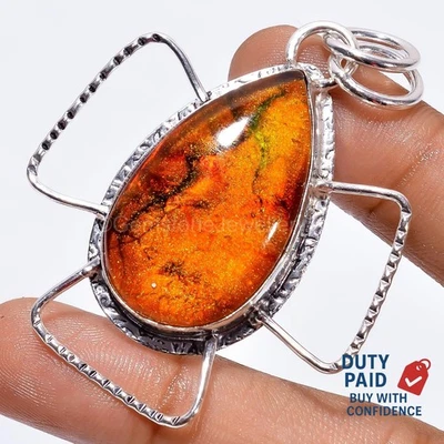 Pear Natural Australian Triplet Opal 925 Sterling Silver Unique Pendant Jewelry - Image 1 of 4