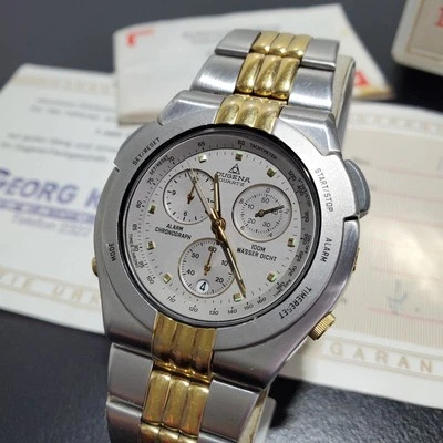 Dugena Chronograph Quarzuhr Bicolor Herrenarmbanduhr Herrenuhr Armband 80er Uhr - Bild 1 von 4