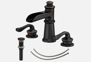 Bathlavish Öl eingerieben Bronze Bad Wasserhahn 3 Loch 2-Griff weit verbreitet Wasserfall - Bild 1 von 2