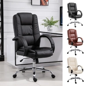 Executive High Back Office Chair Ergonomic Adjustable Swivel PU Leather - Picture 1 of 34