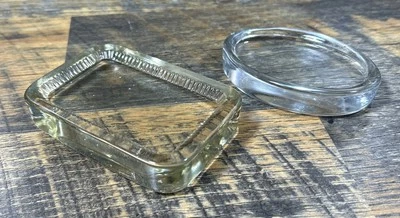 Jaboneros antiguos vintage de vidrio transparente (lote de 2) ovalados y cuadrados Foto 1 de 4