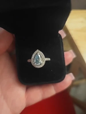 3.05ct VVS1 Green Pear Cut Moissanite 925 Sterling Silver Ring 8.5 READ DSCRPTN! - Image 1 of 4