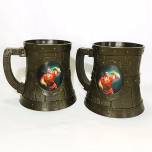 Lot Of 2 Disney Parks Beauty & The Beast Gaston/Lefou Stein Plastic Souvenirs - Picture 1 of 6