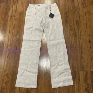 Brooks Brothers Pants Womens 2 100% Linen Trouser Cream Catherine Pintuck New - Picture 1 of 9