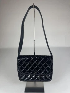 Chanel Flap Patent Leather Black Quilted Shoulder Bag Authentic - Picture 1 of 20