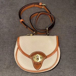 Vintage Dooney and Bourke Beige & Brown Mini Calvary Saddle Belt Bag - Picture 1 of 9