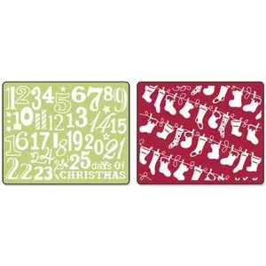 *Sizzix Textured Impressions Embossing Folders Christmas Stockings Set 2  656976 - Picture 1 of 1