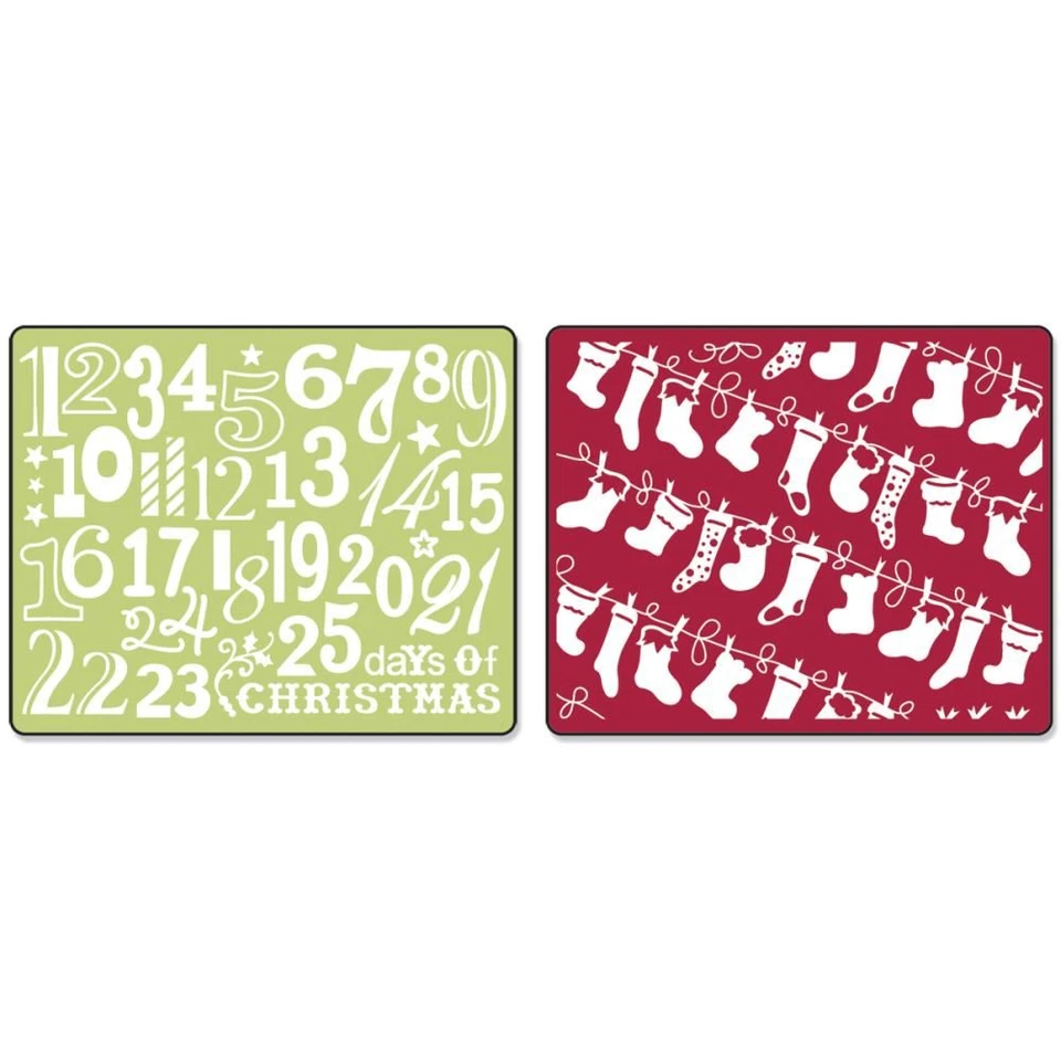 *Sizzix Textured Impressions Embossing Folders Christmas Stockings Set 2  656976 - Image 1 of 1